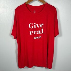 Aerie Real Soft Red Short Sleeve Oversized  Give Real Tee Size Small Lightweight